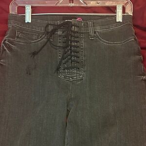 Hudson Jeans NWT Black High-Rise Lace-Up Cropped Jeans - Size 28